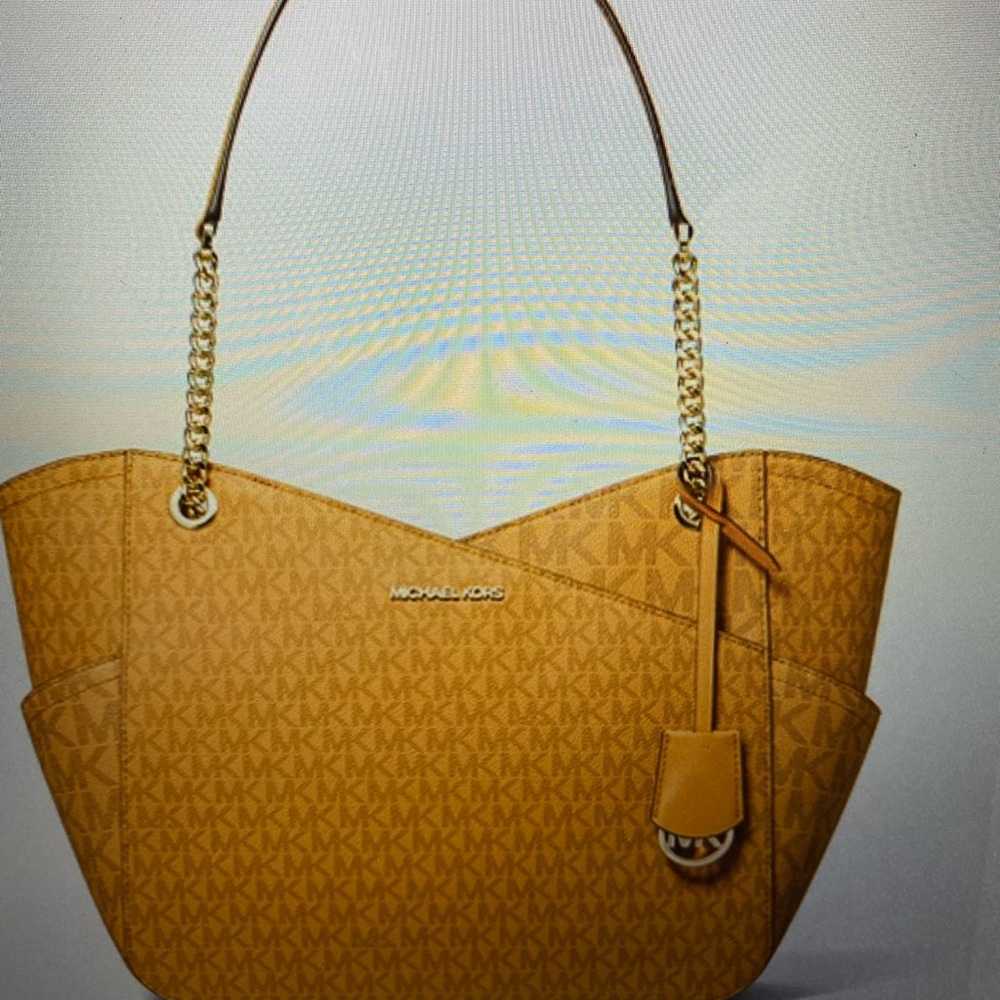Michael Kors Jet Set Logo Shoulder Bag NWT Marigold & Signature Print